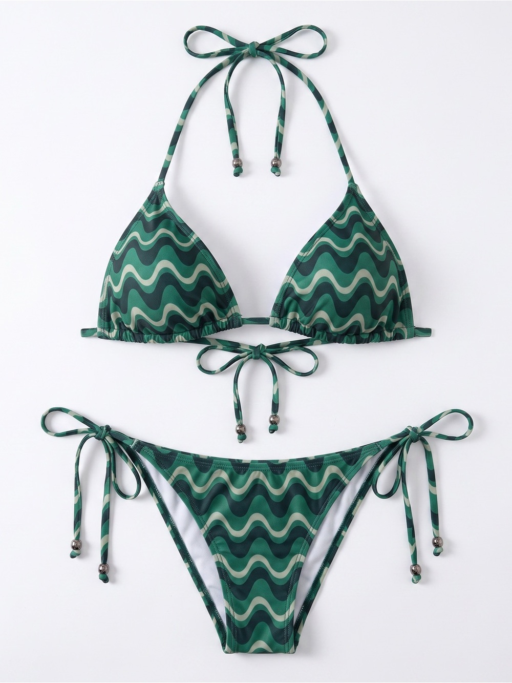 Bikini Set Top And Bottom String Large Green Mandinga Triangle Urban Outfitters